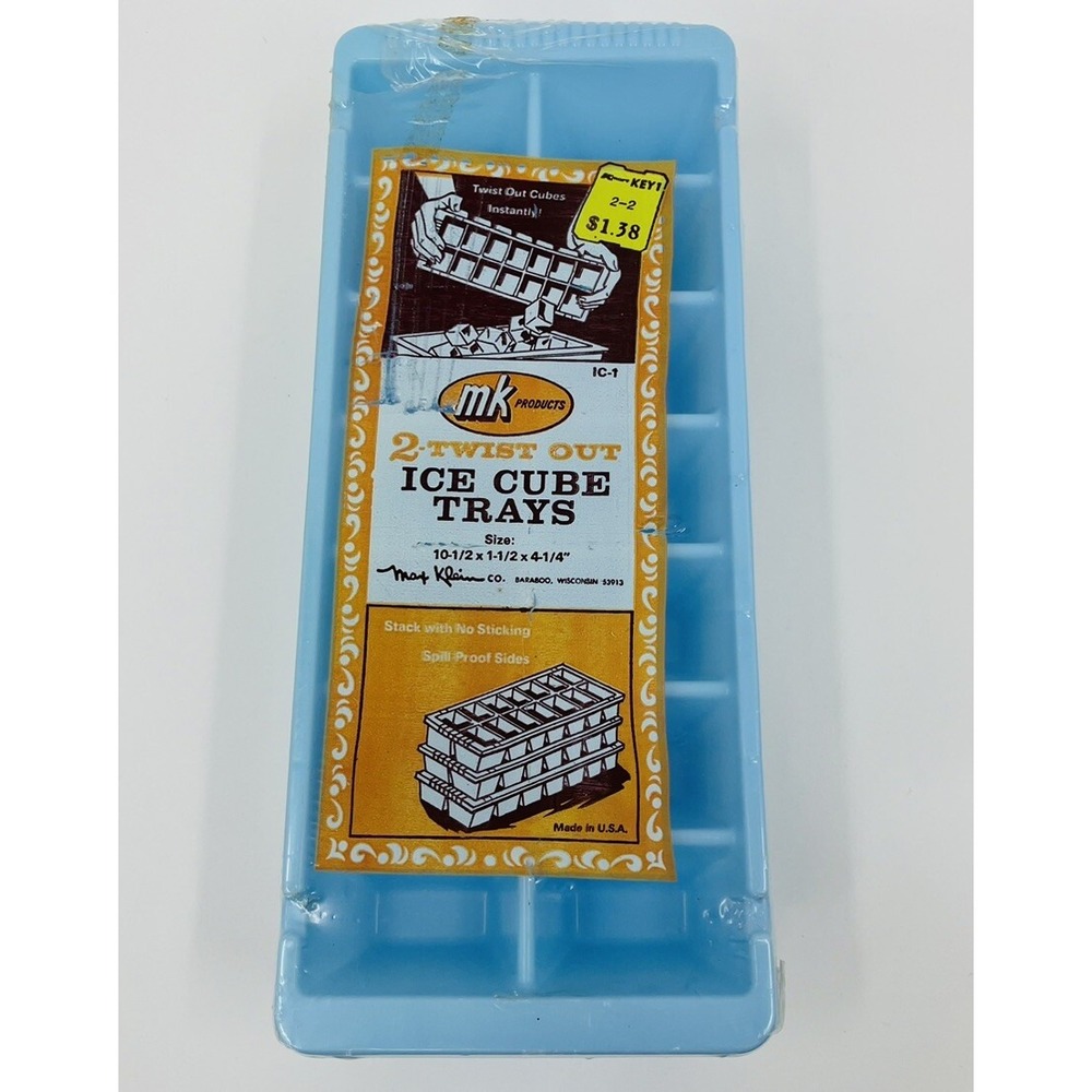 Vintage NOS Max Klein MK Products Ice Cube Trays Blue USA Made Twist Out
